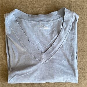 Aerie Blue Grey Oversized V-Neck Tee